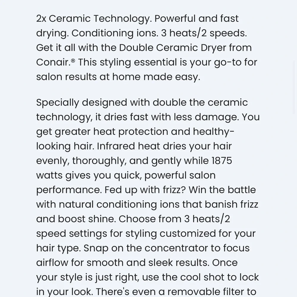 Conair 1875 Double Ceramic Hair Dryer